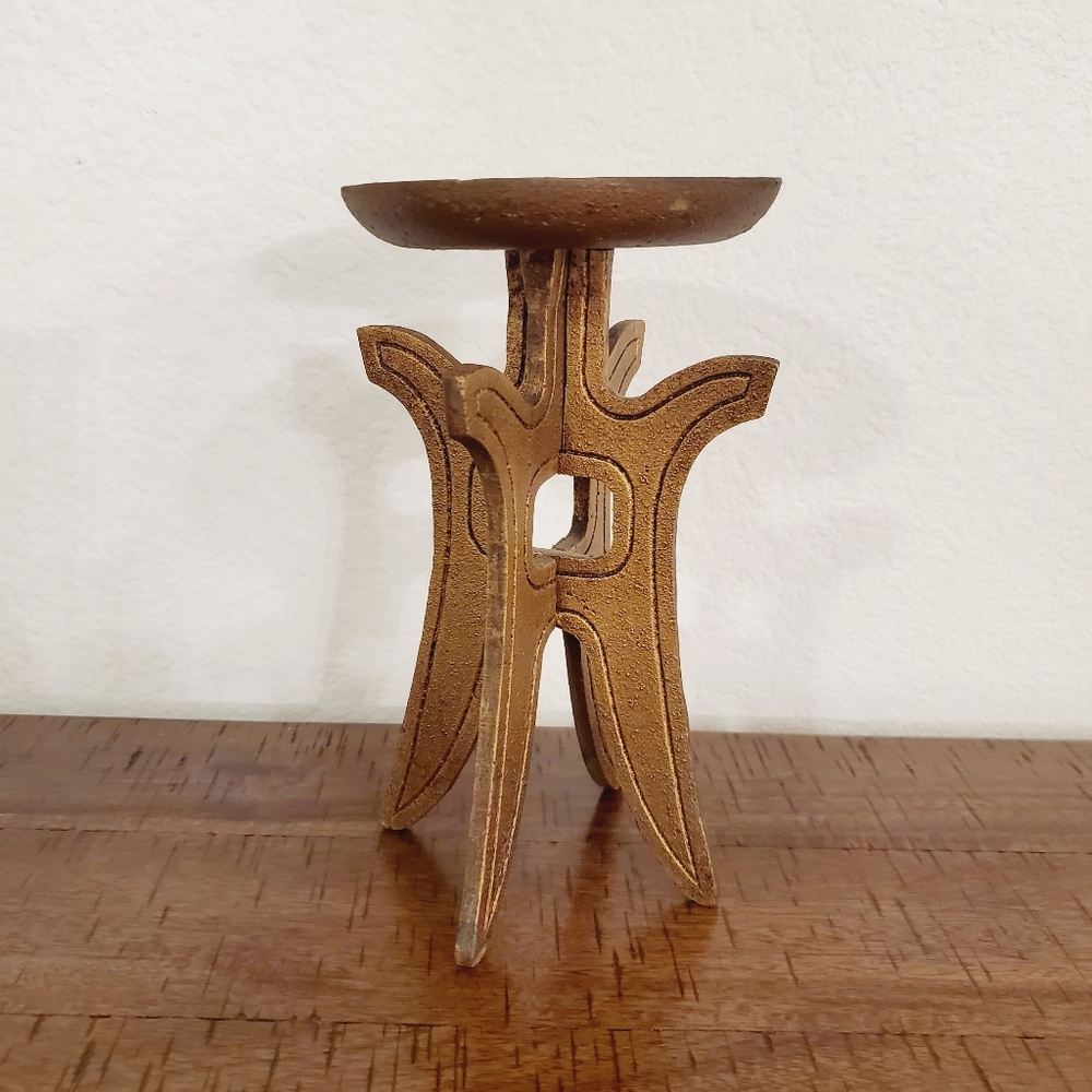 Vintage Gourmet Royale Ltd. Cast Iron Candle Holder MCM Rustic